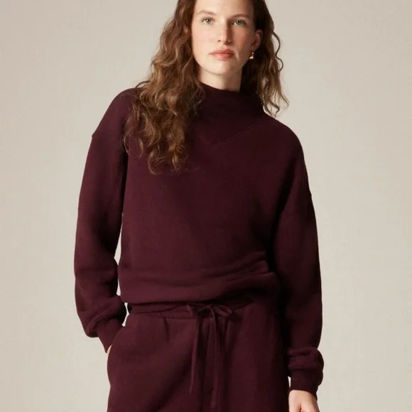 J. Crew Heritage Terry Sweatsuit Mockneck Sweatshirt Wide Leg Jogger Size Small - Picture 2 of 11